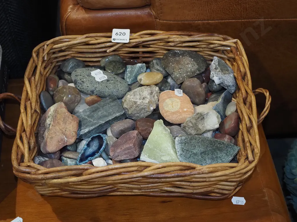 cane basket filled with stones Image 1++