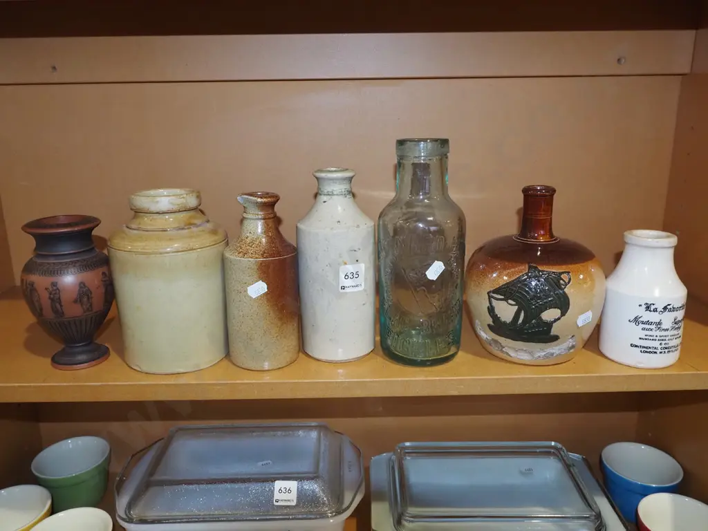 shelf; ink bottles, pickle bottles etc Image 1++