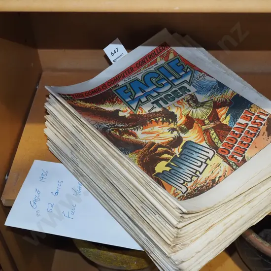stack of 52x Eagle comics 1986 full year