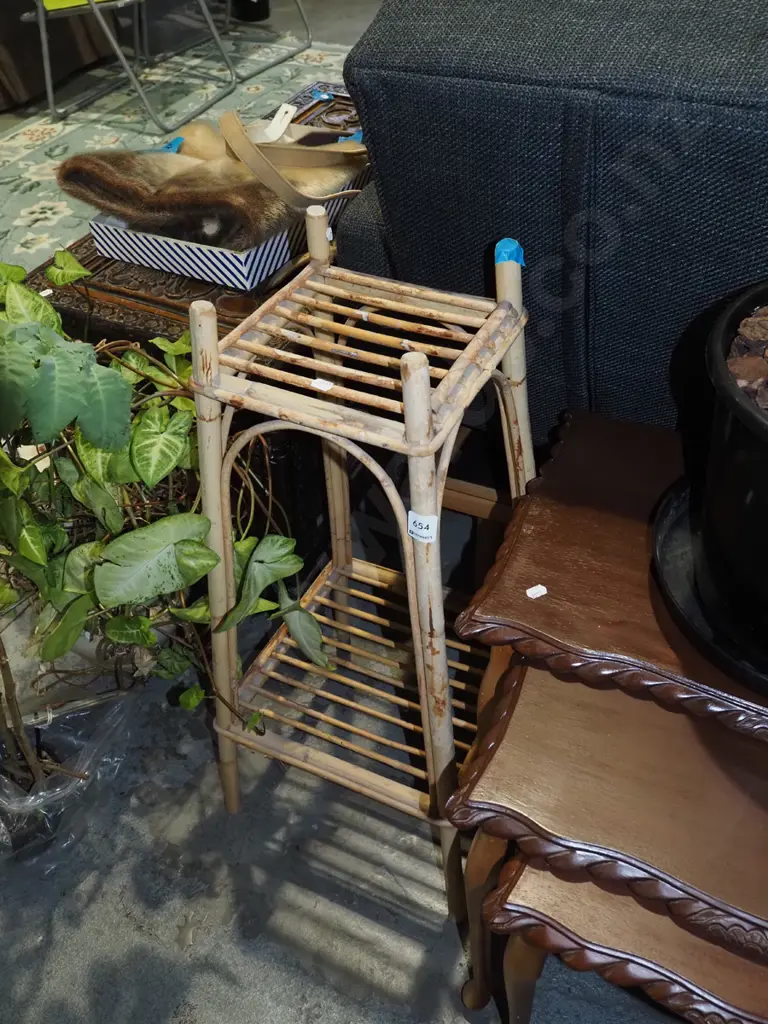 bamboo 2 tier jardinere stand H710 Image 1++