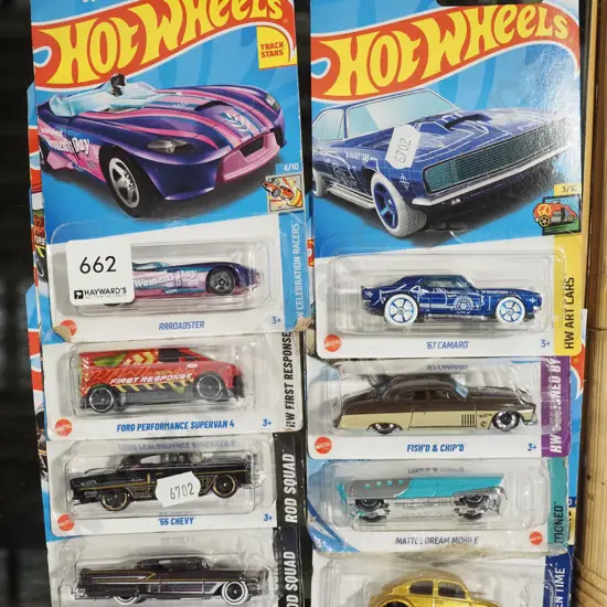 8x as new carded Hotwheels vehicles