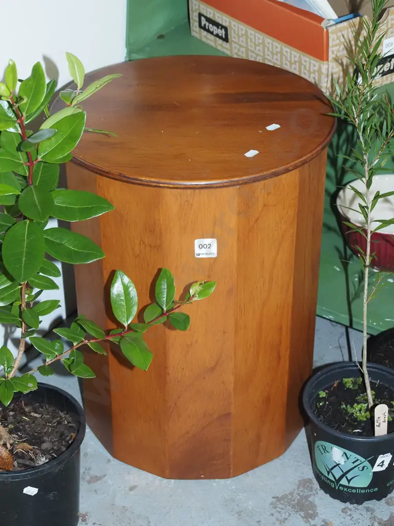 lidded cylindrical pine storage canister H460 Image 1++