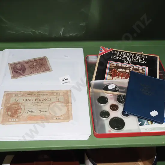 bank notes, uncirculated coins