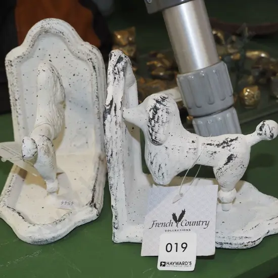 cast iron poodle themed bookends