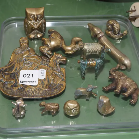 brass ware; figurines, ashtray