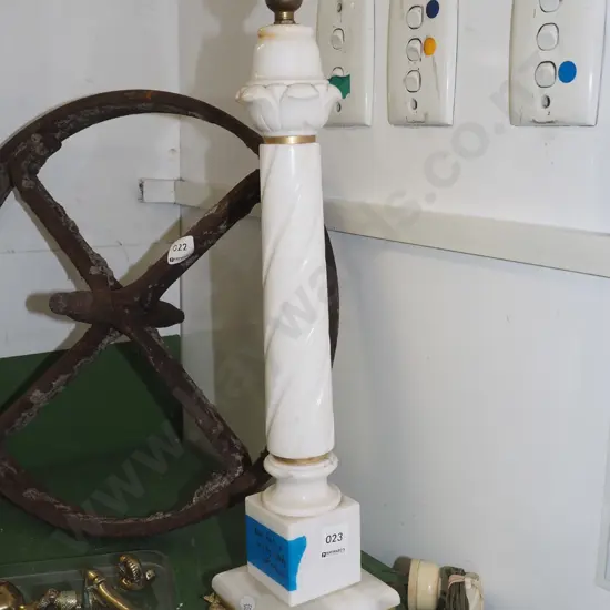 marble table lamp base - bent foot - wiring needs attention H500