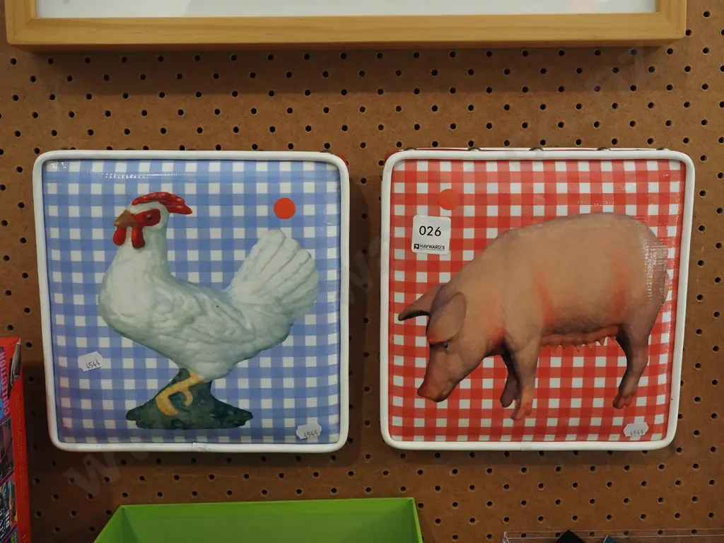 2x prints on vinyl - chicken and  pig Image 1++