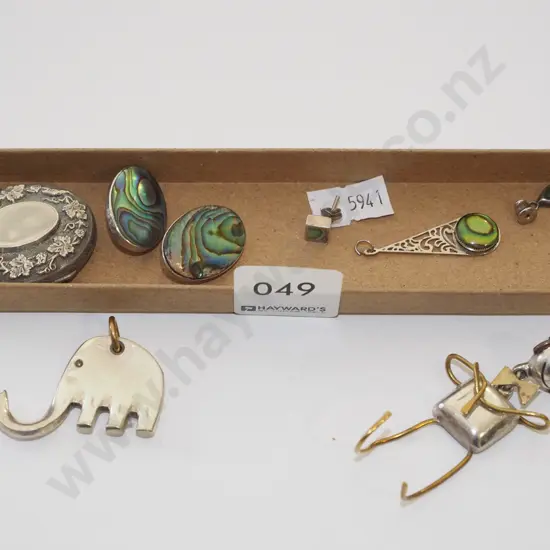 tray; earrings, pendants etc