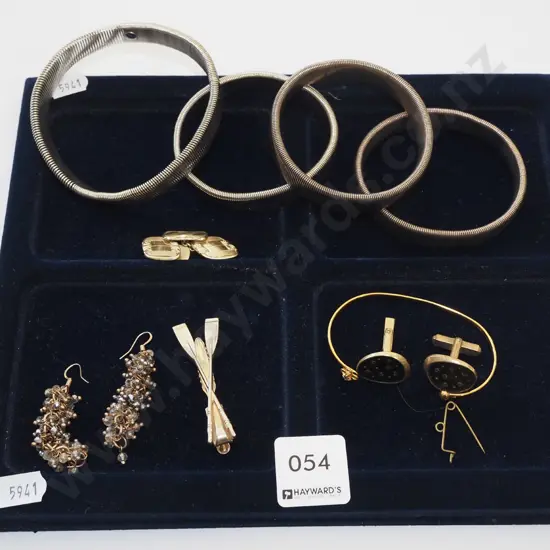 tray; cuff links, sleeve garters, earrings etc