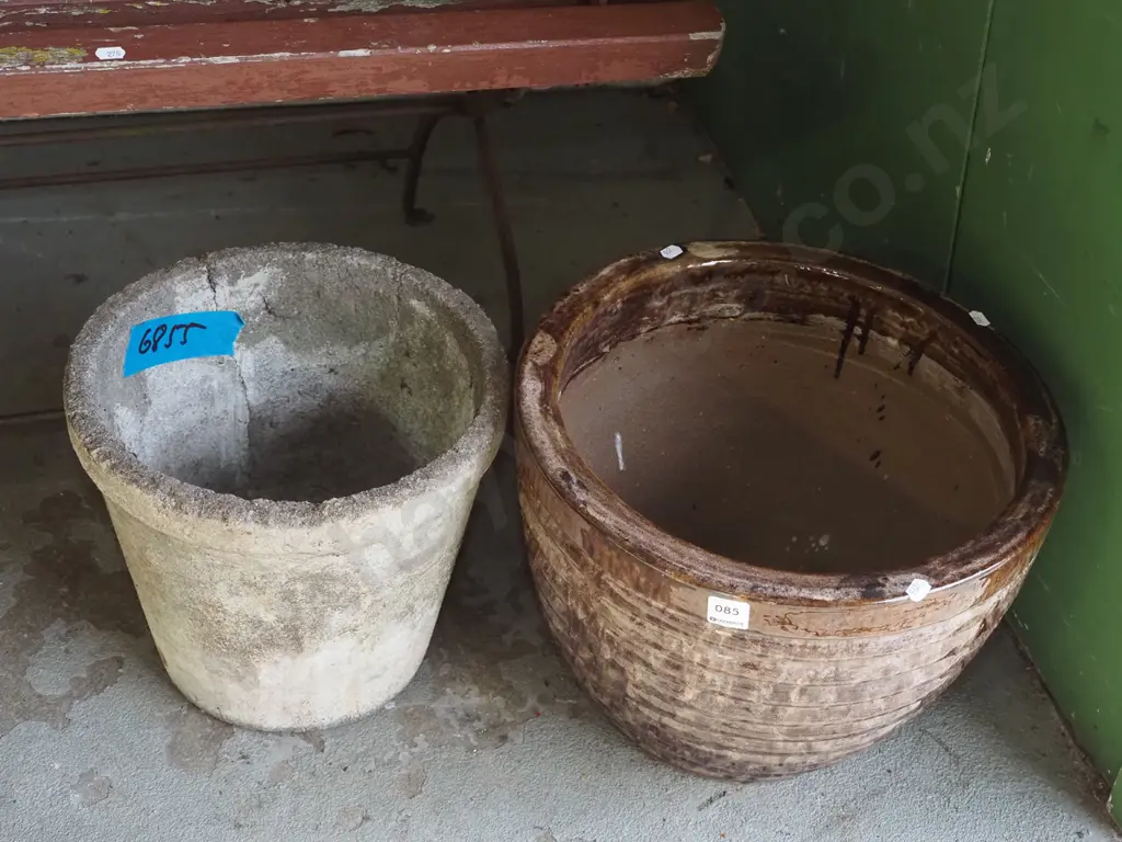 glazed terracotta planter, small concrete planter Largest Diam380 Image 1++