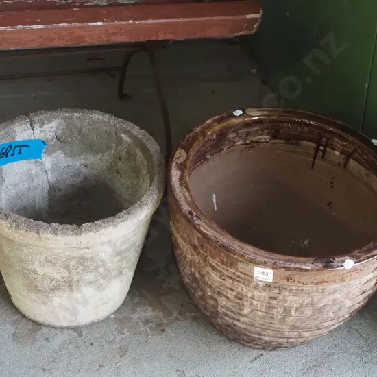 glazed terracotta planter, small concrete planter Largest Diam380