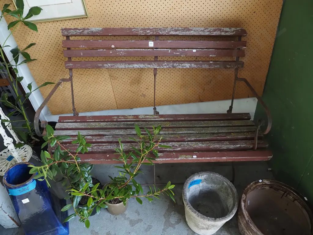 metal and wood foldaway garden bench seat Image 1++