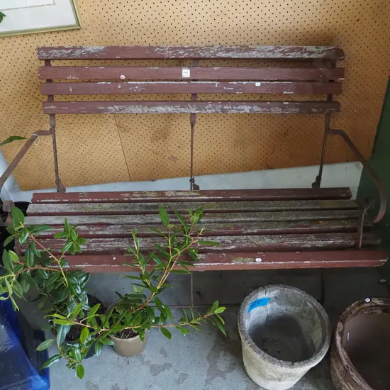metal and wood foldaway garden bench seat