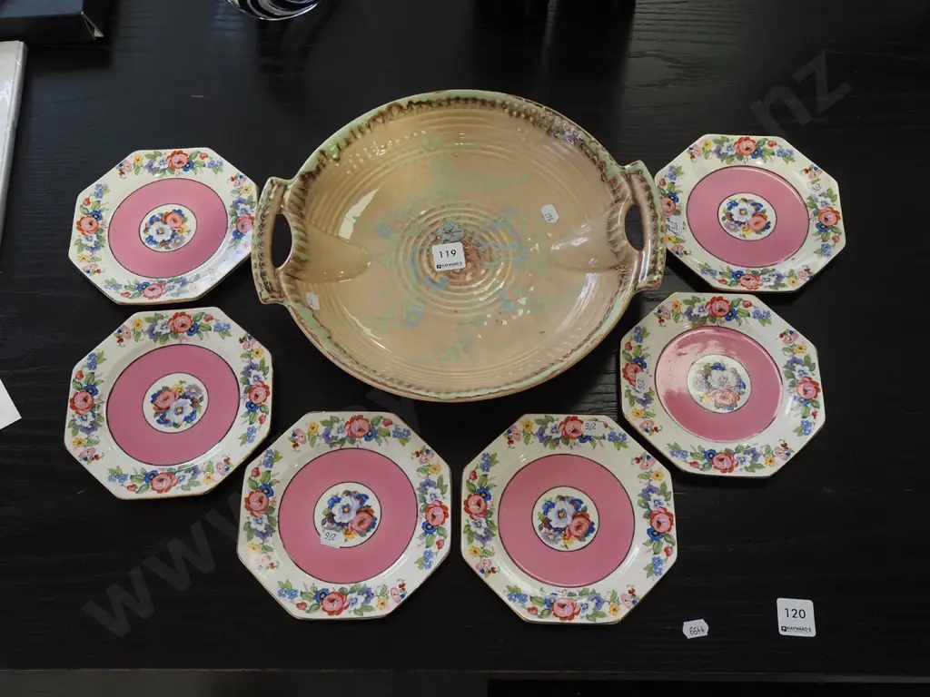 serving tray, 6x floral side plates Image 1++