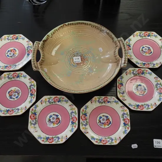 serving tray, 6x floral side plates