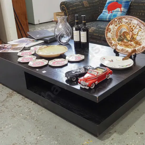 dark stained wood veneer modern coffee table H320 W1500 D800