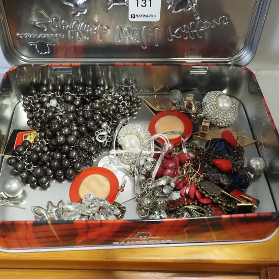 tin of costume jewellery