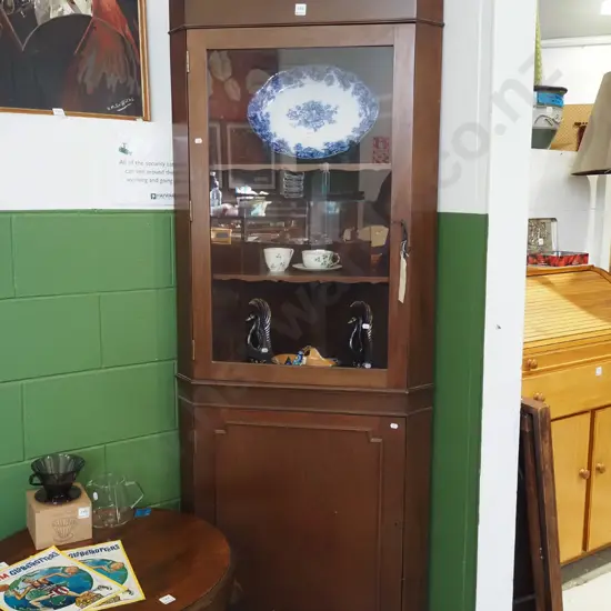 mdf faux mahogany corner cabinet H815 W720 D400 - key in office
