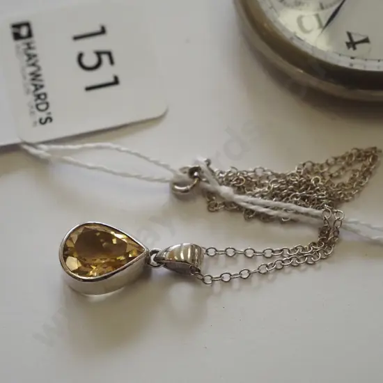 sterling silver citrine necklace