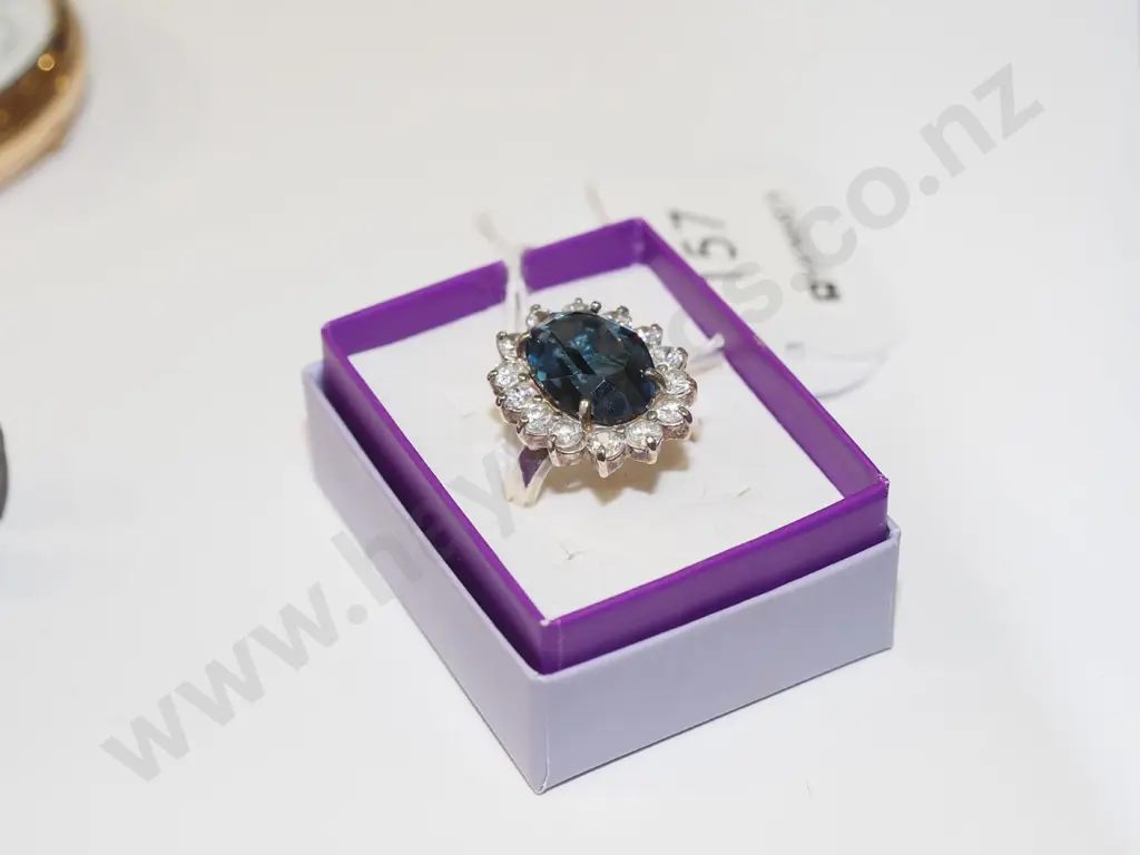 large silver blue stone ring Image 1++