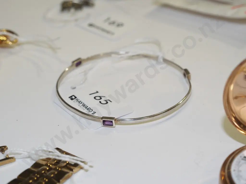 sterling silver amythest bangle Image 1++