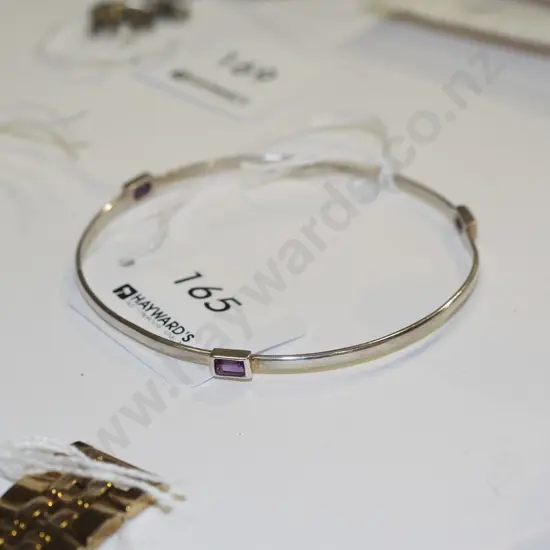 sterling silver amythest bangle