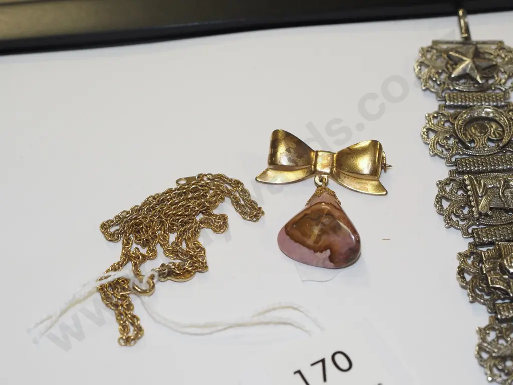 Emma Page plated chain & pink stone brooch Image 1++