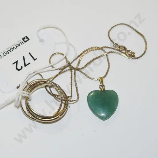 ring & heart pendant plated necklace