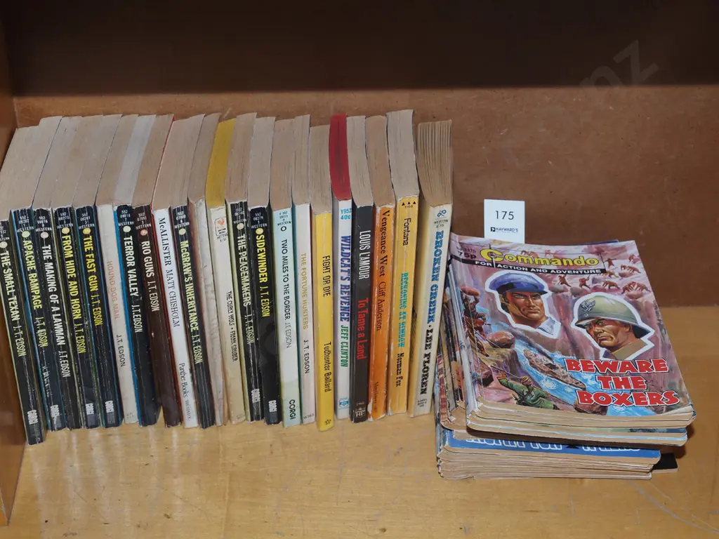various paperback novels, Commando comics Image 1++