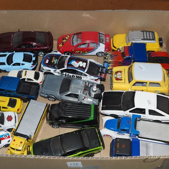 box of toy vehicles