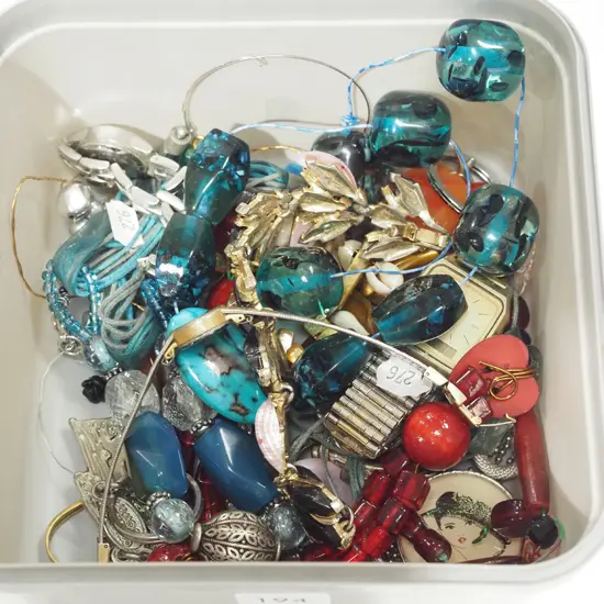 tub of costume jewellery and watches