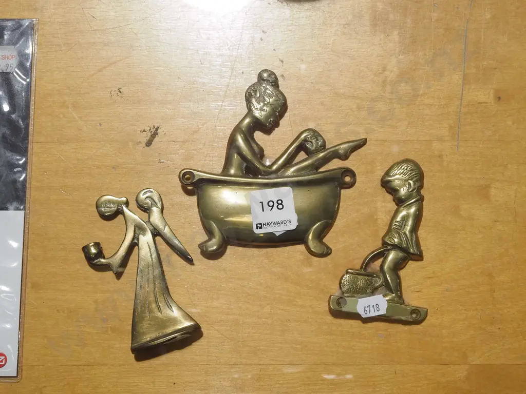 brass ware; angel, woman in bath, young boy Image 1++