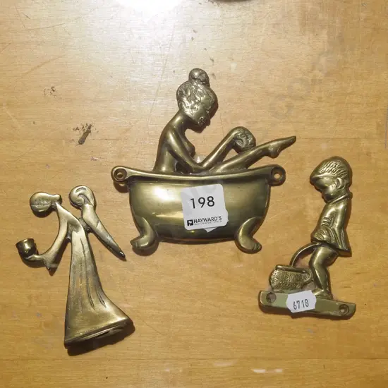 brass ware; angel, woman in bath, young boy
