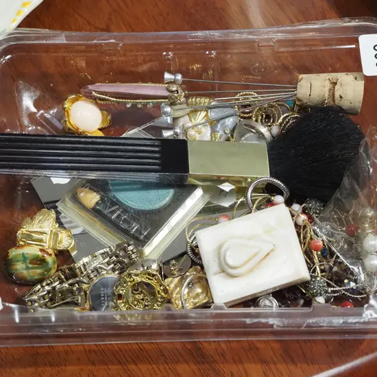 tray; hat pins, necklaces, pendants etc