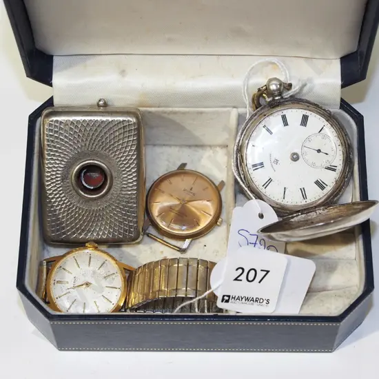 wristwatches , pocket watch, jewellery case etc - condition of all unknown