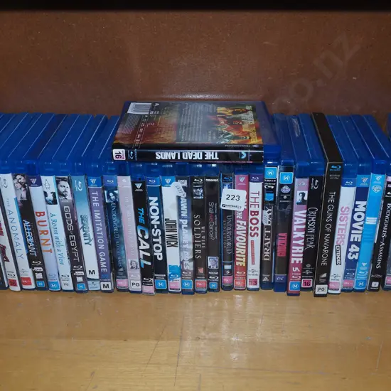 shelf of blue ray and other DVDs