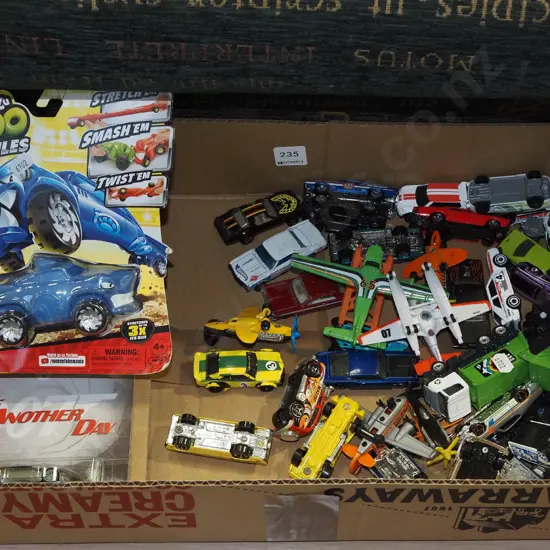 box of toy vehicles