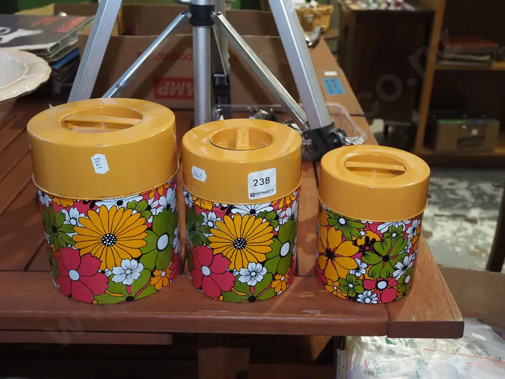 3x graduated tin storage canisters Image 1++