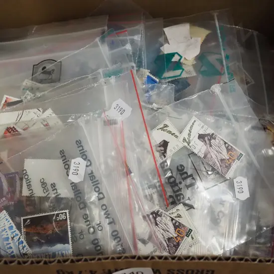 box of NZ stamps