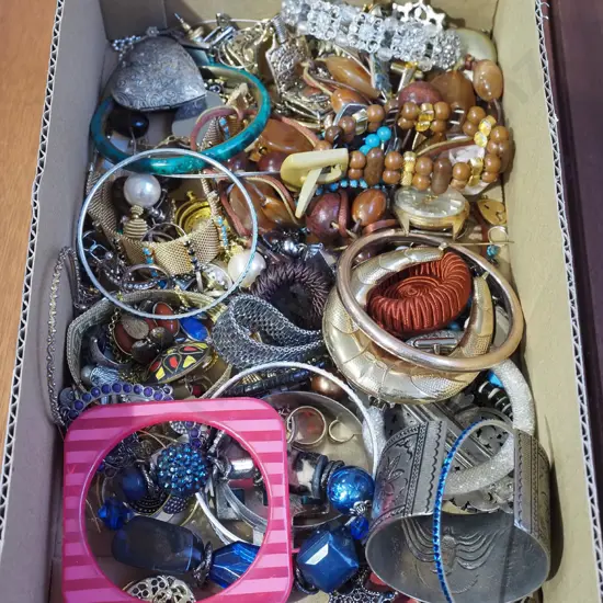 box of costume jewellery