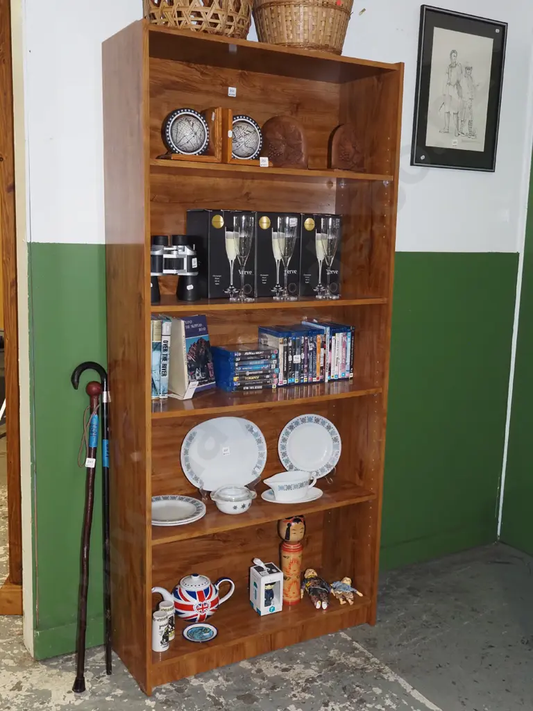 mdf faux wood veneer adjustable bookcase H1760 W800 D300 Image 1++