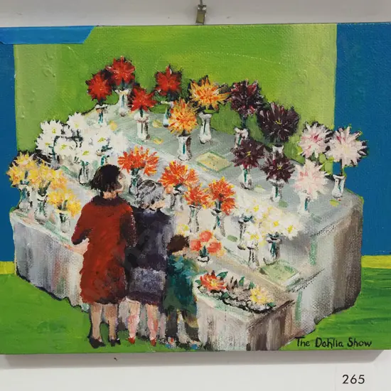 oil on board - The dahlia show