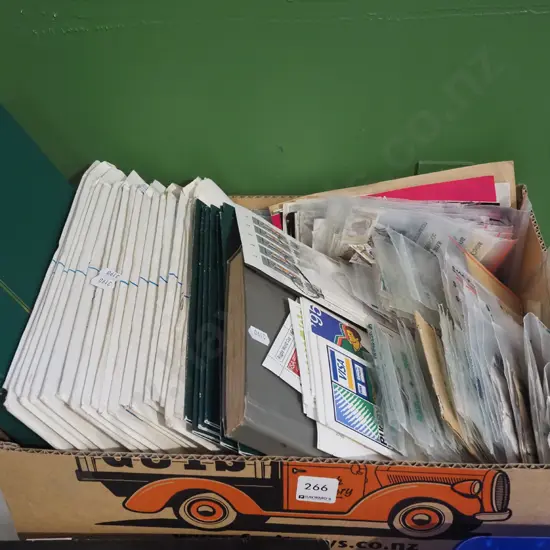 box; stamp albums, stamps etc