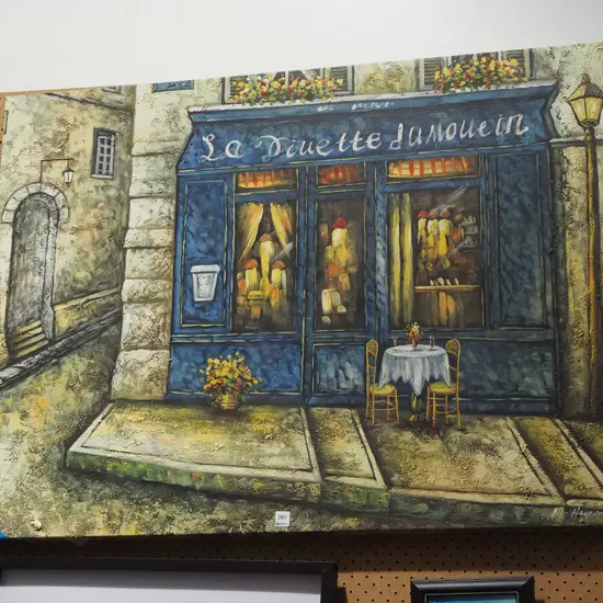 large oil on canvas - French café