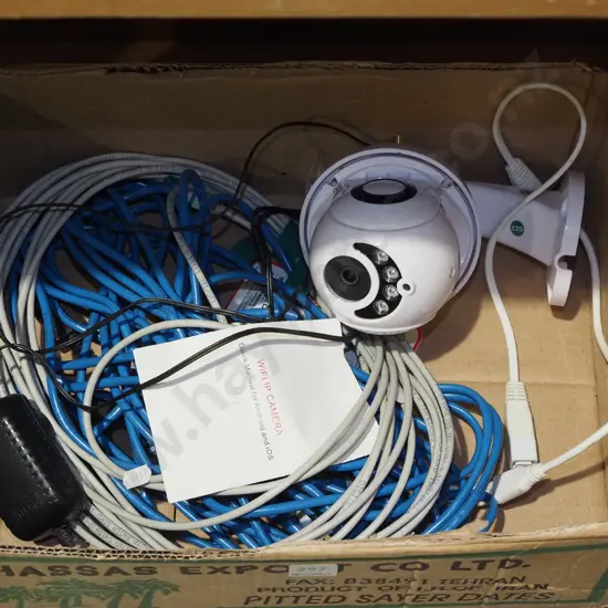 wi-fi security camera, various cables