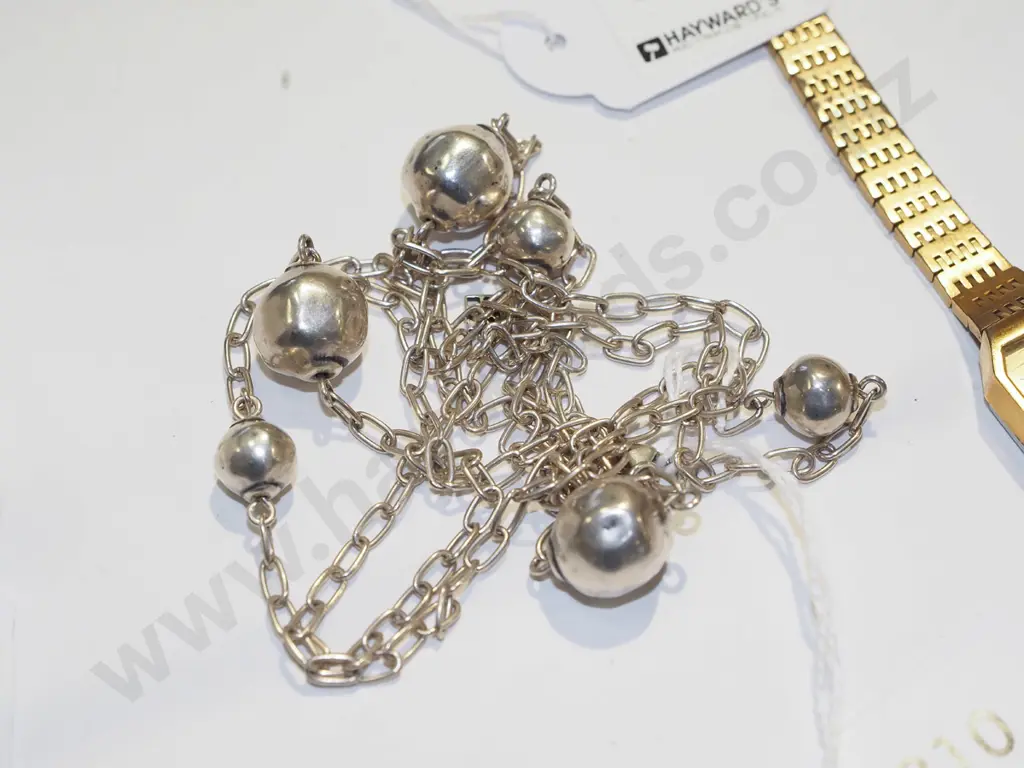 sterling silver large ball and chain necklace Image 1++