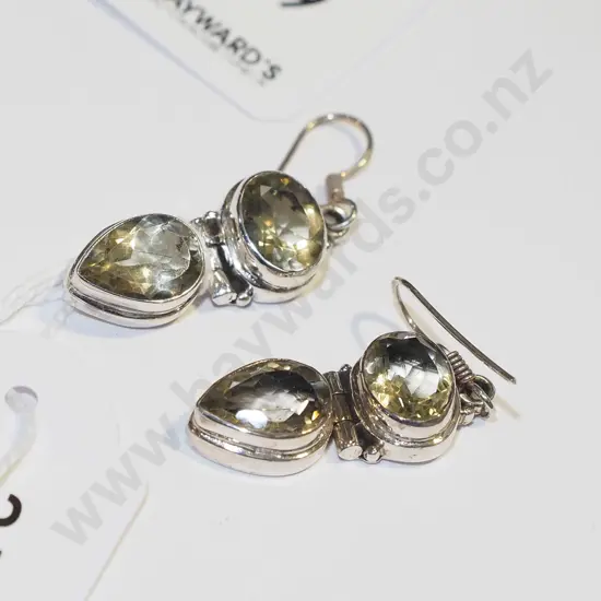 pair of citrine sterling silver earrings