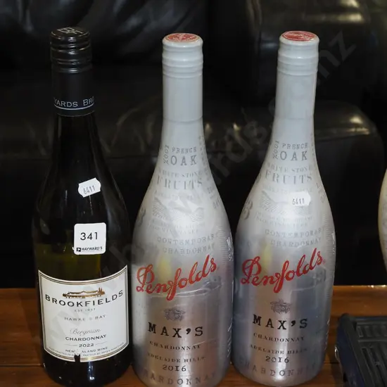 2x bottles of Penfolds chardonnay 2016, 1x Brookfields chardonnay 2020