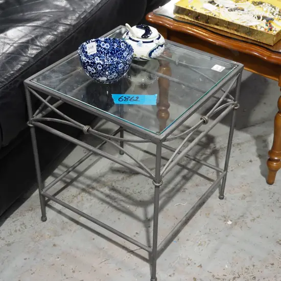 metal and glass top end table