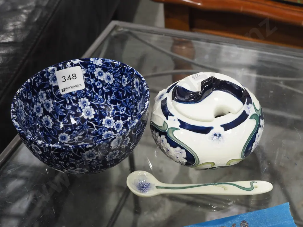 small Burleigh calico bowl, Tupton ware lidded pot with spoon Image 1++